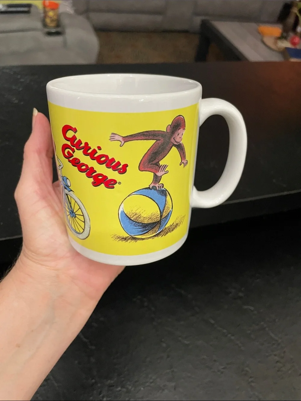 Yellow Ceramic Curious George Coffee Mug